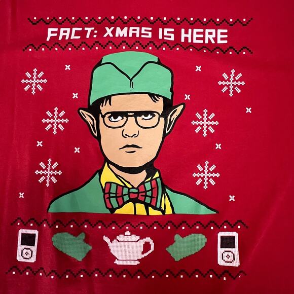 The Office Christmas Shirt 2X Dwight Schrute Fact Xmas Is Here Ripple Red Tee - Picture 2 of 9